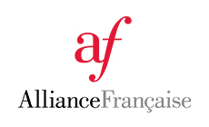 A red lowercase “af” in a stylized serif font appears above the text “AllianceFrançaise,” with “Alliance” in black and “Française” in grey.