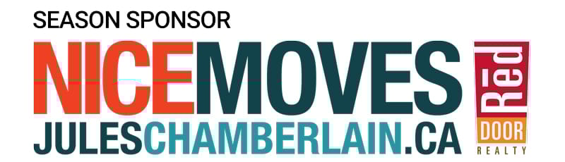 Large text reads ‘NICE MOVES’ in red and dark teal, with ‘JulesChamberlain.ca’ in teal below. To the right is the Red Door Realty logo in a vertical red and orange box with white text.