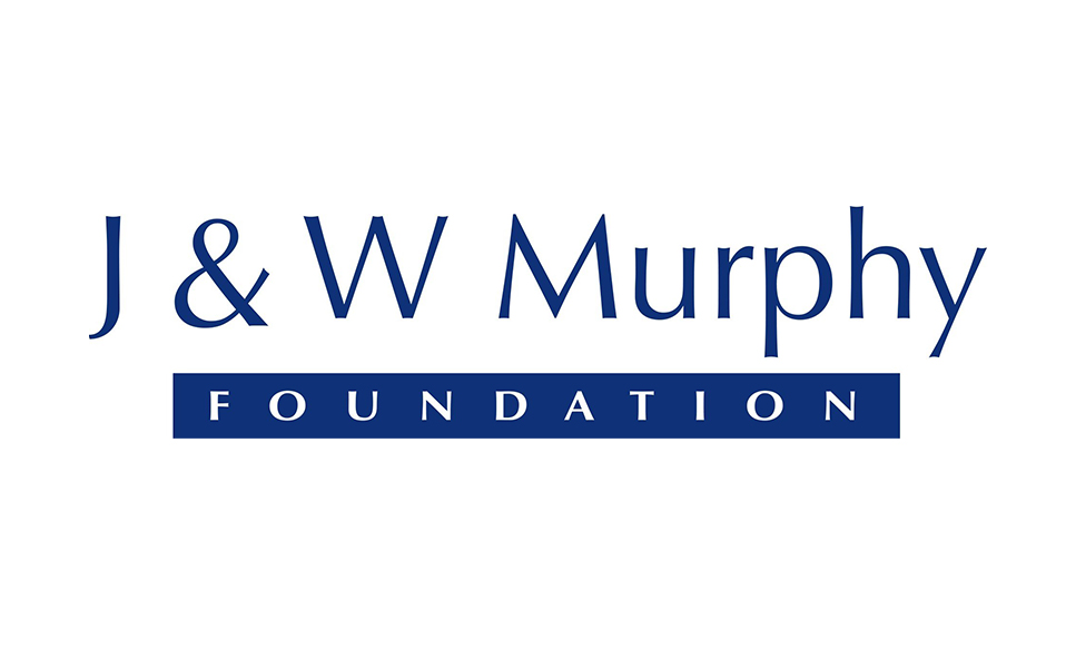 Logo of the J & W Murphy Foundation. The text “J & W Murphy” appears in a dark blue serif font, with the word “FOUNDATION” displayed in all capital letters inside a solid blue rectangle beneath it.