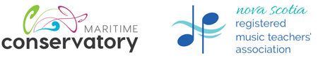 Logos for the Maritime Conservatory of Performing Arts and the Nova Scotia Registered Music Teachers’ Association.