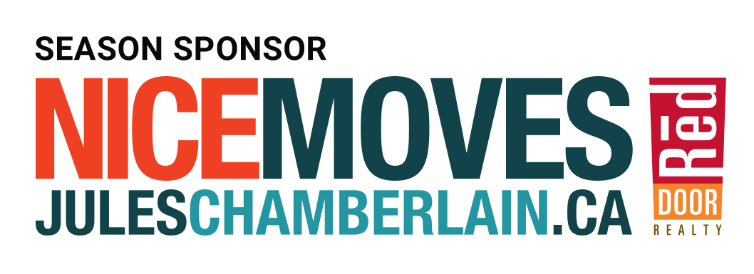 Season Sponsor Nice Moves, Jules Chamberlain, Red Door Realty logo.