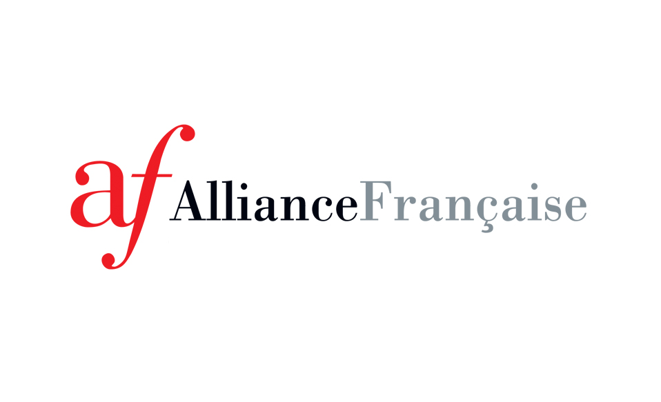 Alliance Française logo with red “af” initials and the organization’s name in black and grey lettering.