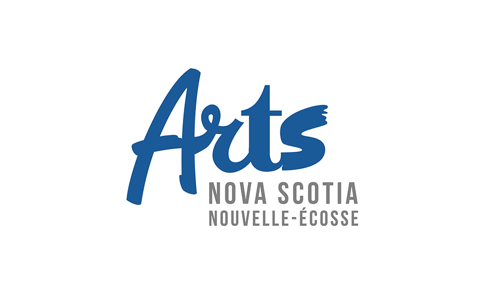 Arts Nova Scotia logo, with “Arts” in blue and “Nova Scotia, Nouvelle-Écosse” in grey.