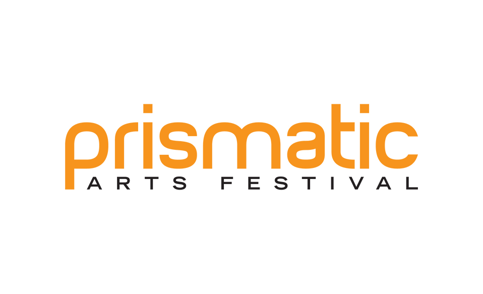 Prismatic Arts Festival logo in orange and black.